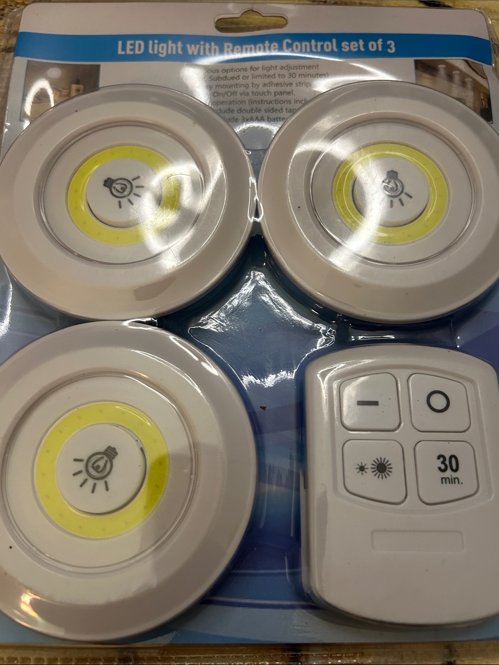 Wireless LED Puck Lights (Set of 3) with Remote - White